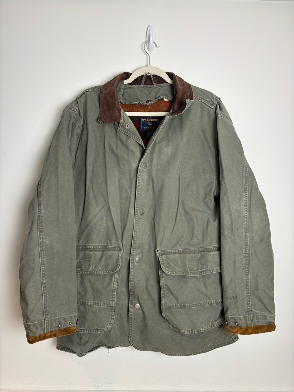 Woolrich Barn Chore Coat Wool Lined Jacket Loden Men's L Large READ